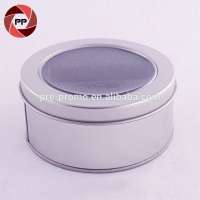 Dia90xH40mm sliding lid metal tin box with PVC window